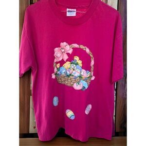 Vintage 1990s Easter Baby Chicks Basket T Shirt Adult Size L single Stitch
